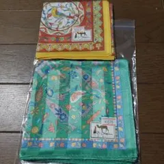 【新品未使用】花柄・鳥柄 大判ハンカチ・スカーフ2枚セット