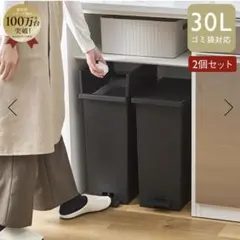KEYUCA ゴミ箱 両開き キャスター付き ブラック　27L 2個セットのサムネイル
