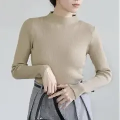 select MOKA プチハイネックリブニット