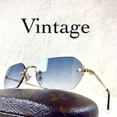 美品　60s～70s　ビンテージサングラス　ブルーレンズ　ゴールドテンプルのサムネイル