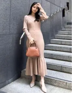 rienda リエンダ♡ニットワンピース　マーメイド　ショルダーオープン　タイト