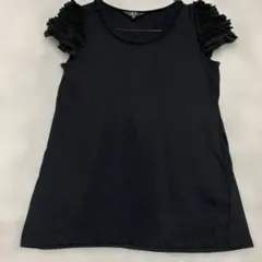 フリル袖 黒 半袖Tシャツのサムネイル
