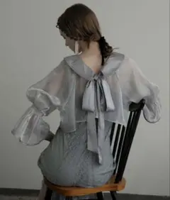 【BONLECILL noir】シアーブラウス＆総レースキャミソールドレス