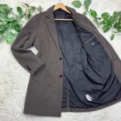 美品　ビームス　チェック柄　フランネル生地　チェスターコート　ロング丈　XL
