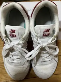 New Balance 574 ホワイト/バーガンディ