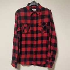 ikka イッカ　赤黒チェックシャツ　メンズ　LLサイズ