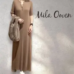 Mila Owen★ヘンリーネックリブニットワンピース （モカ）