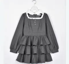 evelyn 3段ティアードワンピース チャコール