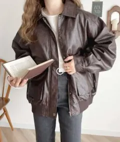 《JaVaジャバ コラボ》フェイクレザーヴィンテージオーバーブルゾン