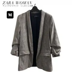 ZARA WOMAN チェックジャケット　くしゅくしゅ袖　M