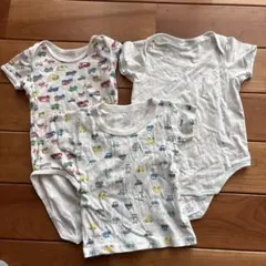 ミキハウス　車両 くるま柄　ひよこ　ベビー肌着 3点セット　80