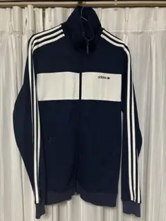 adidas ネイビー ストライプジャージ Lサイズ