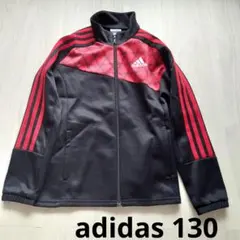 adidas 130 ジャージ 上　黒/赤 ストライプ
