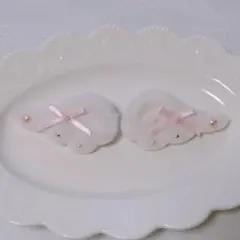 天使の羽　ヘアクリップ　ピンク　リボン　ハート　星　ハンドメイド
