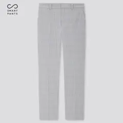 美品ユニクロ　EZYアンクルパンツ（チェック・2WAYストレッチ）M グレー系