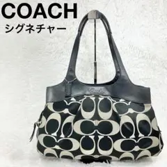 【超美品】COACH コーチ シグネチャー 黒 ハンドバッグ COACH - 【良品】coach コーチ シグネチャー ハンドポーチバッグ