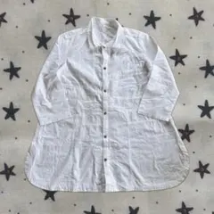 【美品】パルティクラール　ブラウスシャツ　ホワイト　長袖　ワンピース　日本製