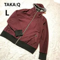 TAKA:Q タカキュー 長袖パーカー メンズ 赤系 裏起毛 ジップアップ/L