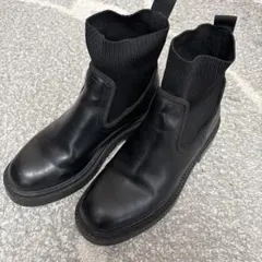 最終値下げ37【24㎝】ZARA サイドゴア ショートブーツ ブラック