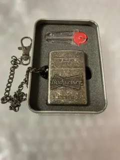 ジッポ風オイルライター Budweiser ライター 本体 チェーン付き