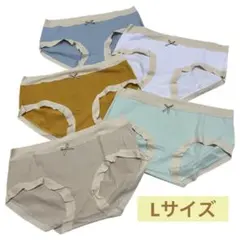 大人気✨AOIIWER くすみカラー ブロックコットンショーツ5枚セット (L)