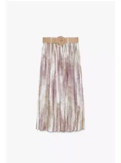 ZARA ベルト付きプリントミディ丈スカート　XS