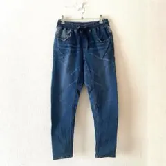 ☆【ダブルネーム】デニムパンツ カーブパンツ 綿混 ウエストゴム カジュアル 2のサムネイル