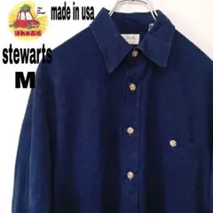 usa古着 Stewart's 長袖ボタンシャツM90s　ネイビー
