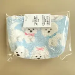 ラブラリーバイフェイラー モフモフワンチャン 舟型ポーチ S ペールブルー