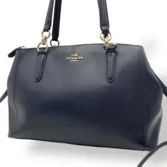 コーチ ショルダーバッグ トートバッグ 2way レザー ネイビー系 金具ロゴ