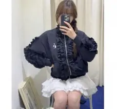 é frill zip sweat blouson black