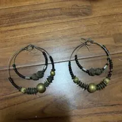 フープピアス ビーズ装飾 2サイズ