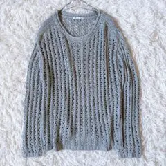 レディース メッシュセーター ざっくり編みニット グリーン系 M