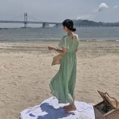 hotping 韓國時尚 尺寸3 未使用 花紋長洋裝