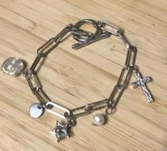 ハンドメイド　ブレスレット　キラキラ　チェーン 淡水パール　星