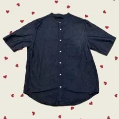 GU ダークブルー 半袖シャツ M 綿100%