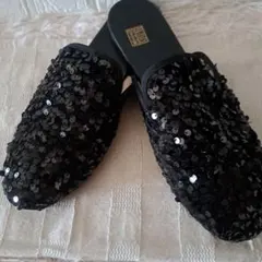 お値下げ❗ブラックスパンコールスリッポンサンダル
