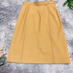 クレージュ 膝丈スカート ウールシルク混 ステッチ 日本製 上品 (64-91)のサムネイル