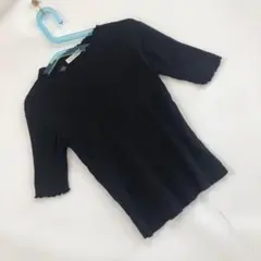 earth カットソー トップス シンプル 黒 ブラック 半袖 可愛い