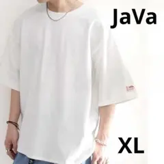 【中古】JaVa 半袖ヘンリーネックトップス 半袖　白　XL
