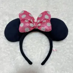 ディズニー　カチューシャ　ミニー　ファンダーランド　ピンク　スパンコール