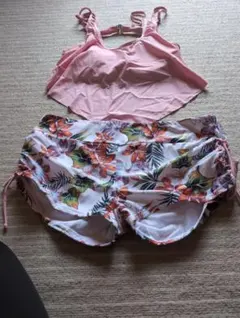 ピンク フラワープリント セパレート水着3L
