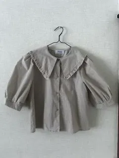 フリル付きチェックシャツ