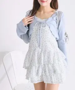 OLIVE des OLIVE フリルキャミワンピースとボレロのセット ブルー
