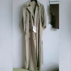 新品 Mila Owen リネン混ロングトレンチコート ベージュ ミラオーウェン