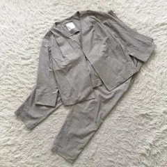 トーナル セットアップ　ノーカラー　スーツ パンツ グレー M