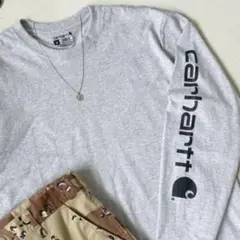 カーハート 袖ロゴ ロンT USA規格 ルーズフィット ヘビーウェイト