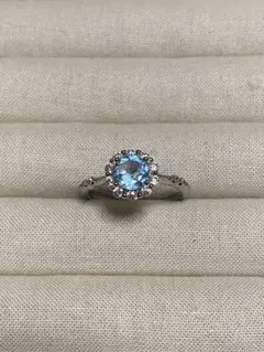 ロンドンブルートパーズ　リング　加熱 サイズフリー　真鍮シルバー♡