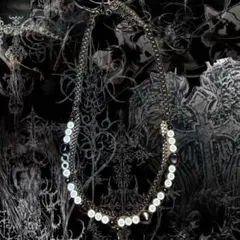 【Y2K フェアリーグランジ】 パール チェーン 十字架 ネックレス