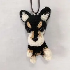 あみぐるみ 黒柴 紐付き